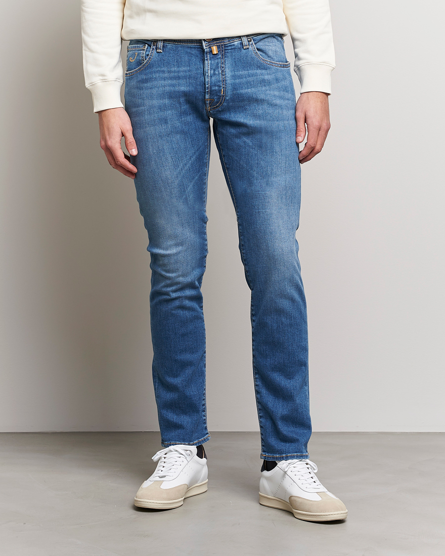 Herr | Jeans | Jacob Cohën | Nick Slim Fit Stretch Jeans Mid Blue