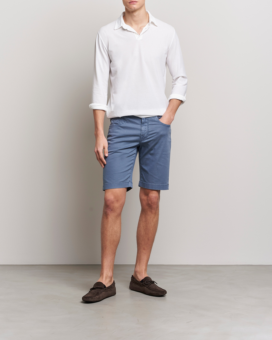 Herr | Shorts | Jacob Cohën | Nicolas Cotton Twill Shorts Blue Grey