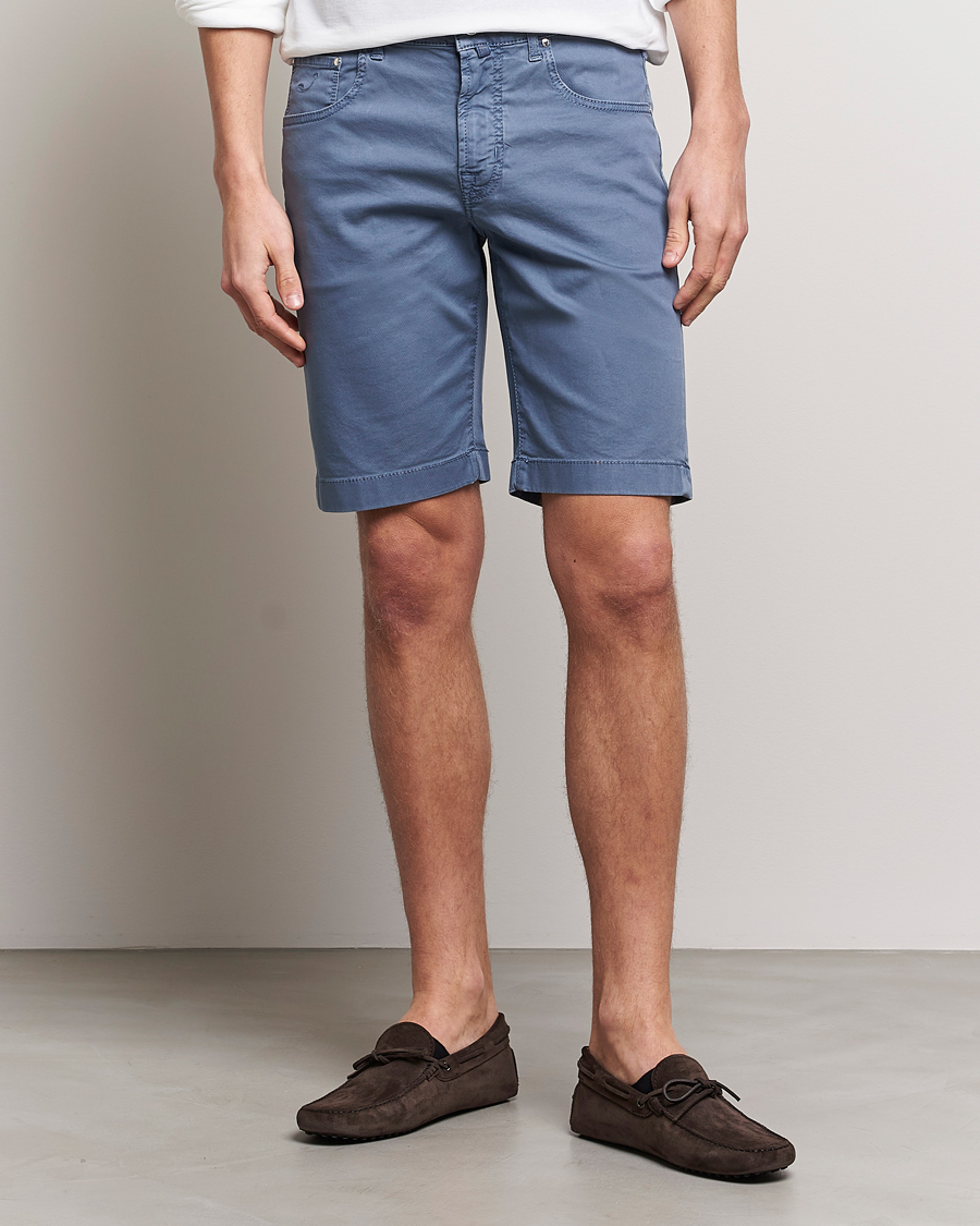 Herr | Shorts | Jacob Cohën | Nicolas Cotton Twill Shorts Blue Grey