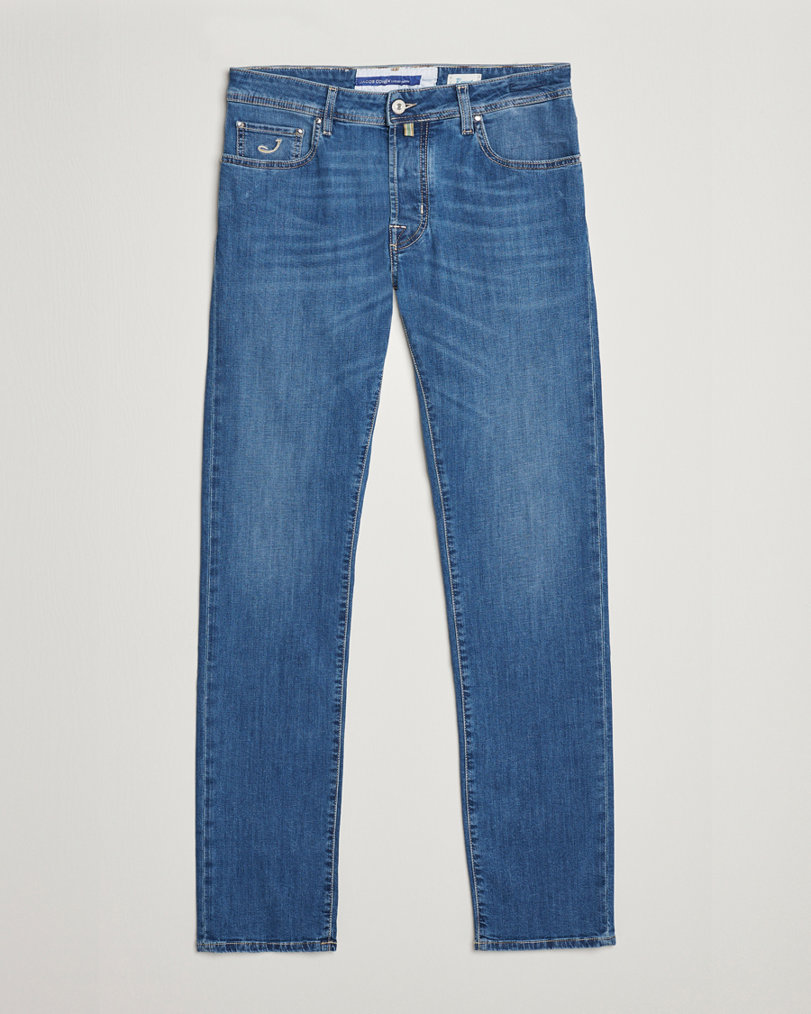 Herr | Jeans | Jacob Cohën | Bard Denim Linen Resort Stretch Jeans Mid Blue