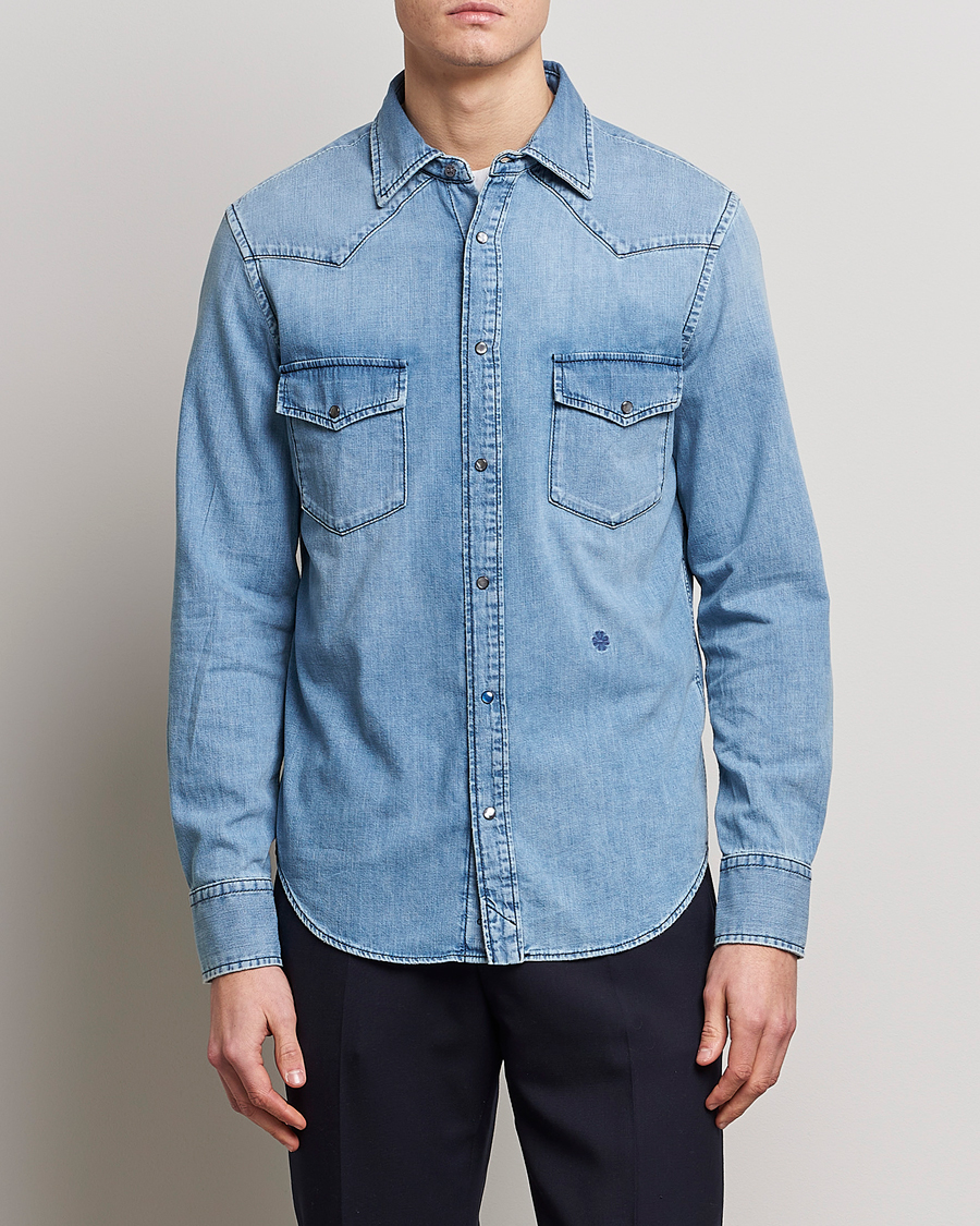 Herr | Jeansskjortor | Jacob Cohën | Western Denim Shirt Light Blue