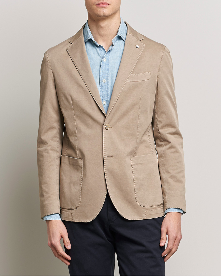 Herr | Kavajer | L.B.M. 1911 | Jack Regular Fit Cotton Stretch Blazer Taupe