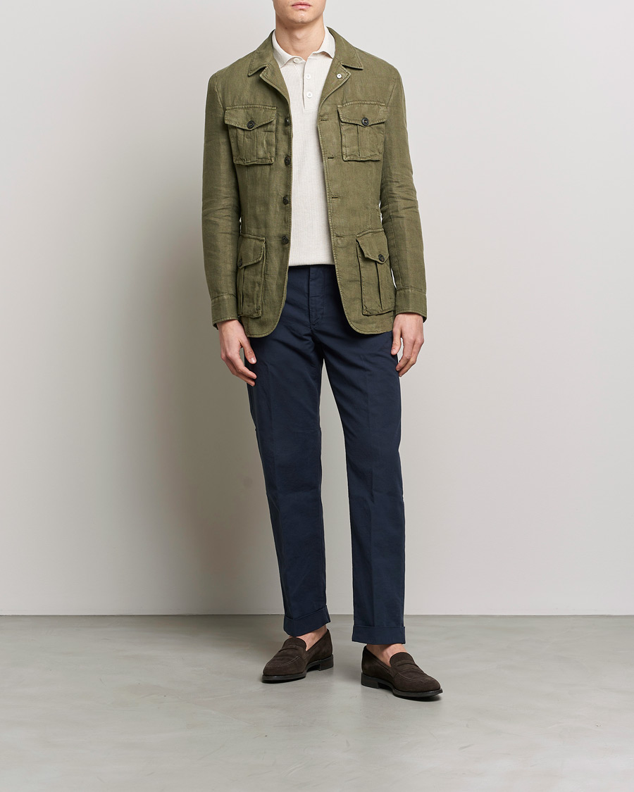 Herr | Kavajer | L.B.M. 1911 | Linen Safari Jacket Olive