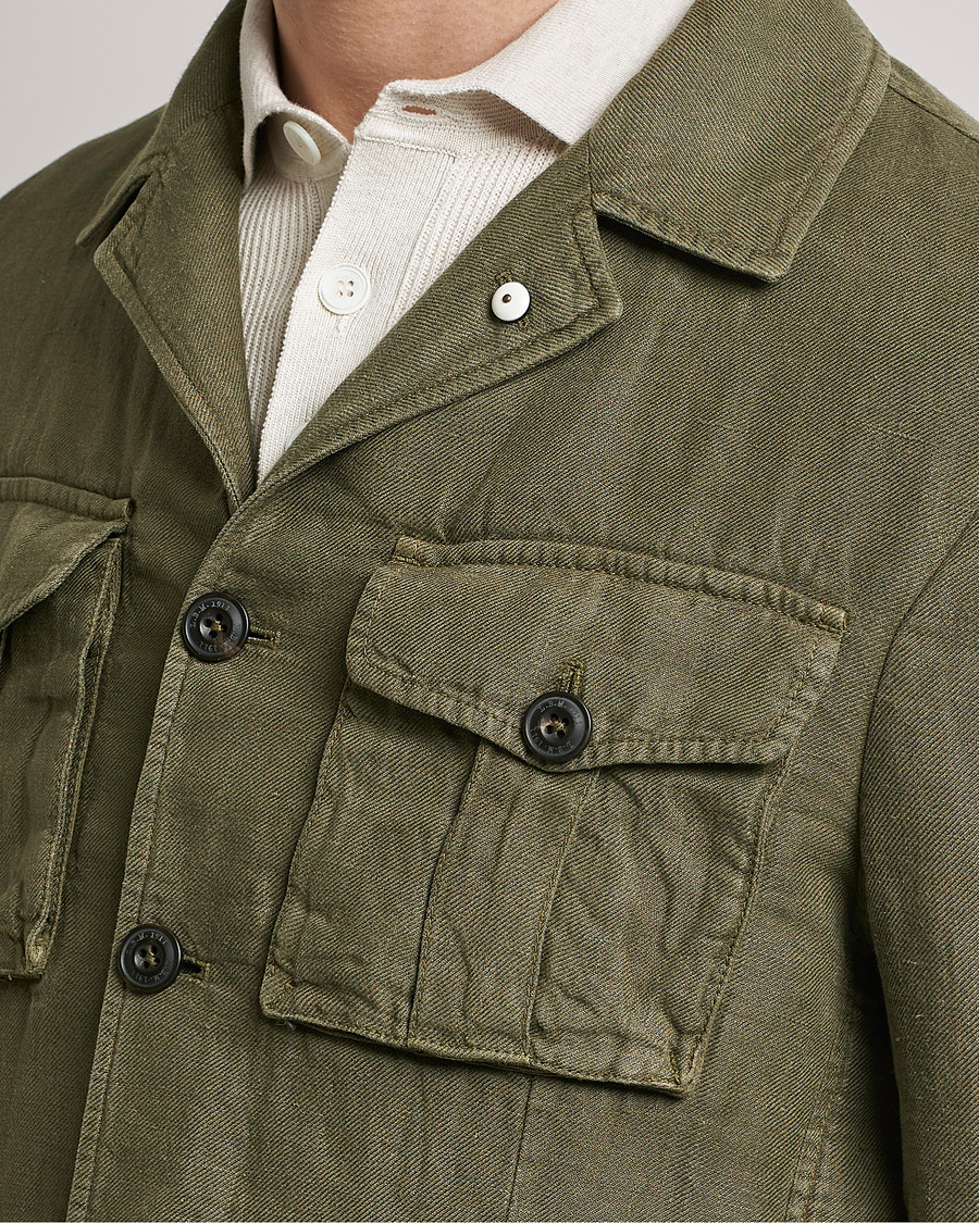 Herr | Kavajer | L.B.M. 1911 | Linen Safari Jacket Olive