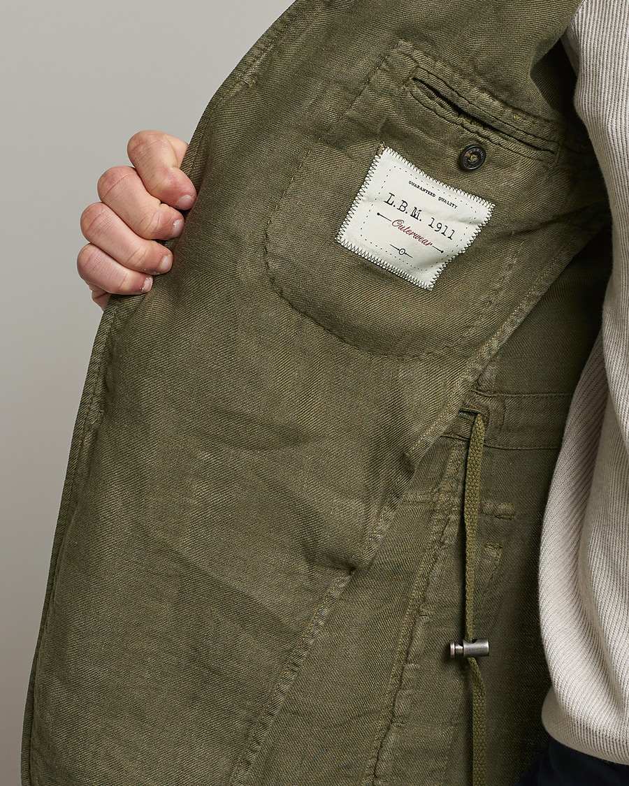 Herr | Kavajer | L.B.M. 1911 | Linen Safari Jacket Olive