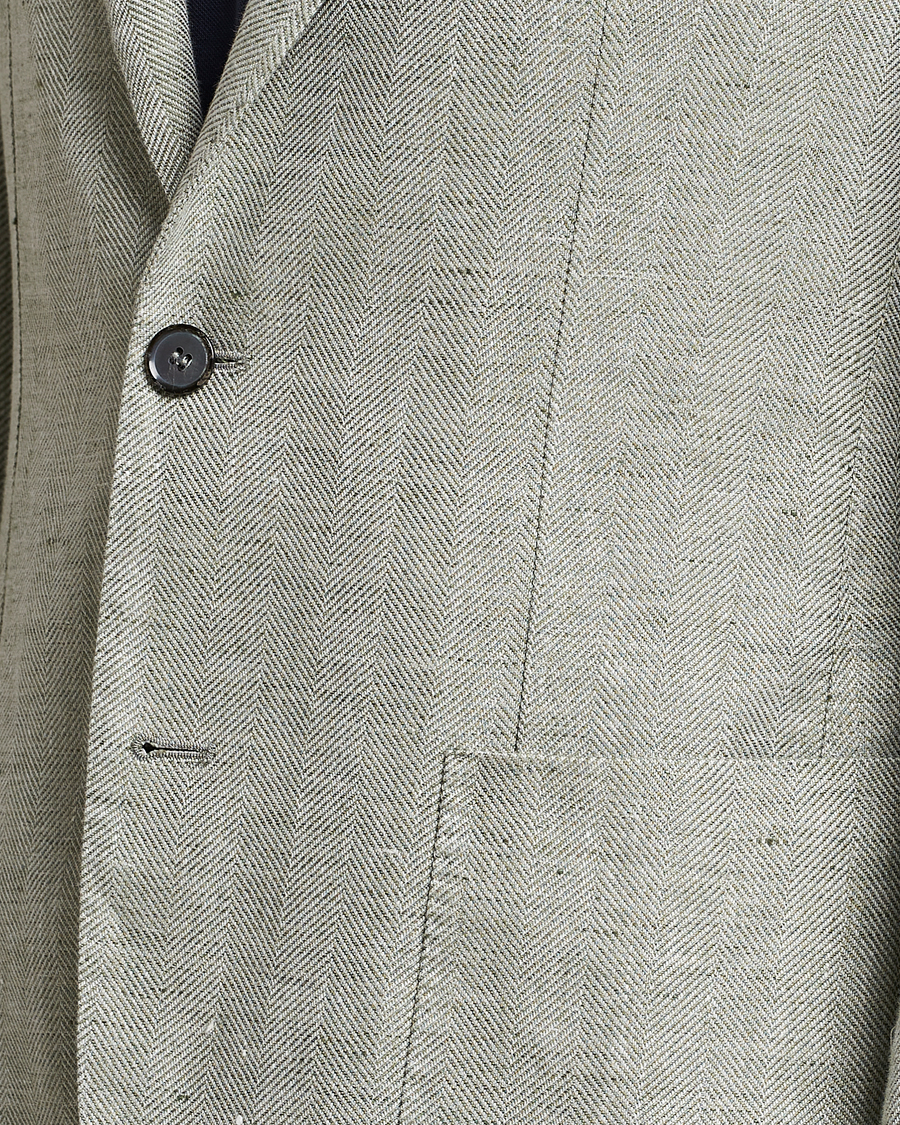Herr | Kavajer | L.B.M. 1911 | Jack Regular Fit Herringbone Linen Blazer Pistachio