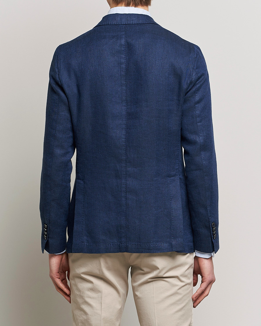 Herr | Kavajer | L.B.M. 1911 | Jack Regular Fit Herringbone Linen Blazer Navy