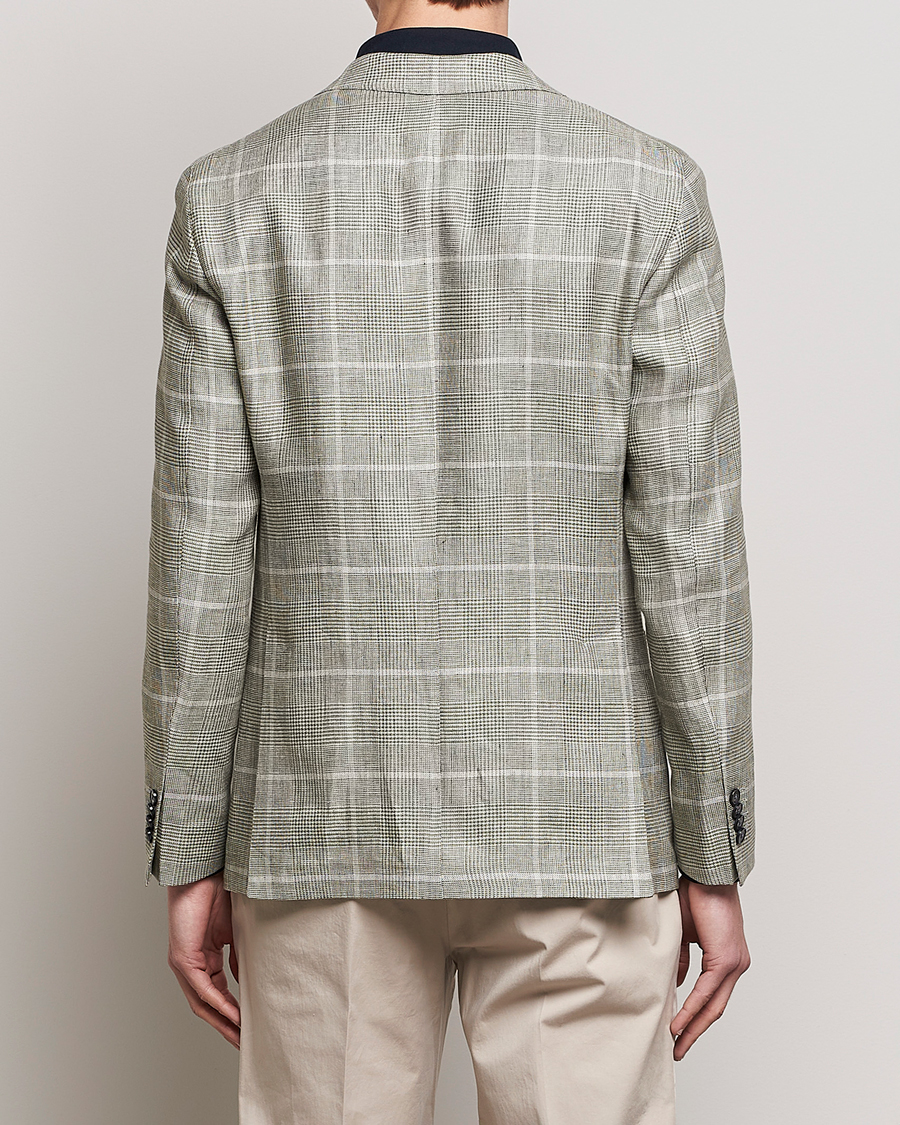 Herr | Kavajer | L.B.M. 1911 | Jack Regular Fit Prince of Wales Linen Blazer Green