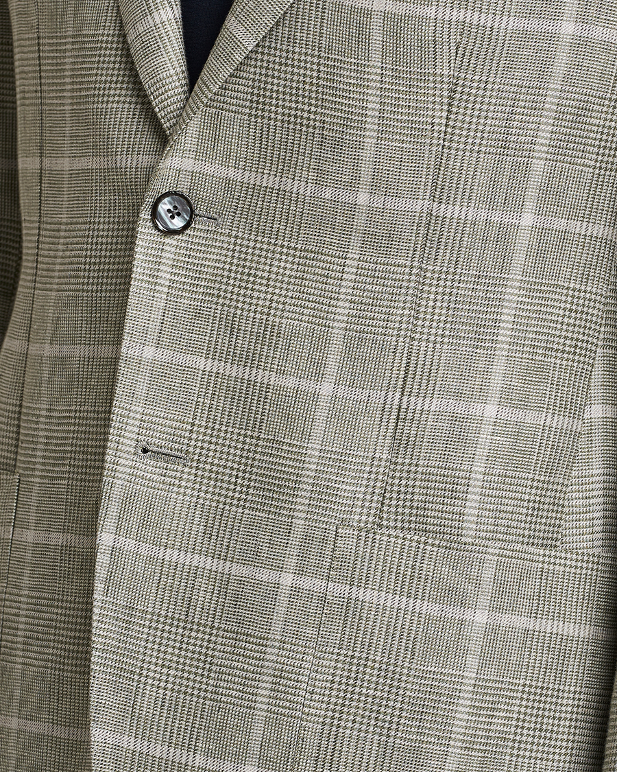 Herr | Kavajer | L.B.M. 1911 | Jack Regular Fit Prince of Wales Linen Blazer Green