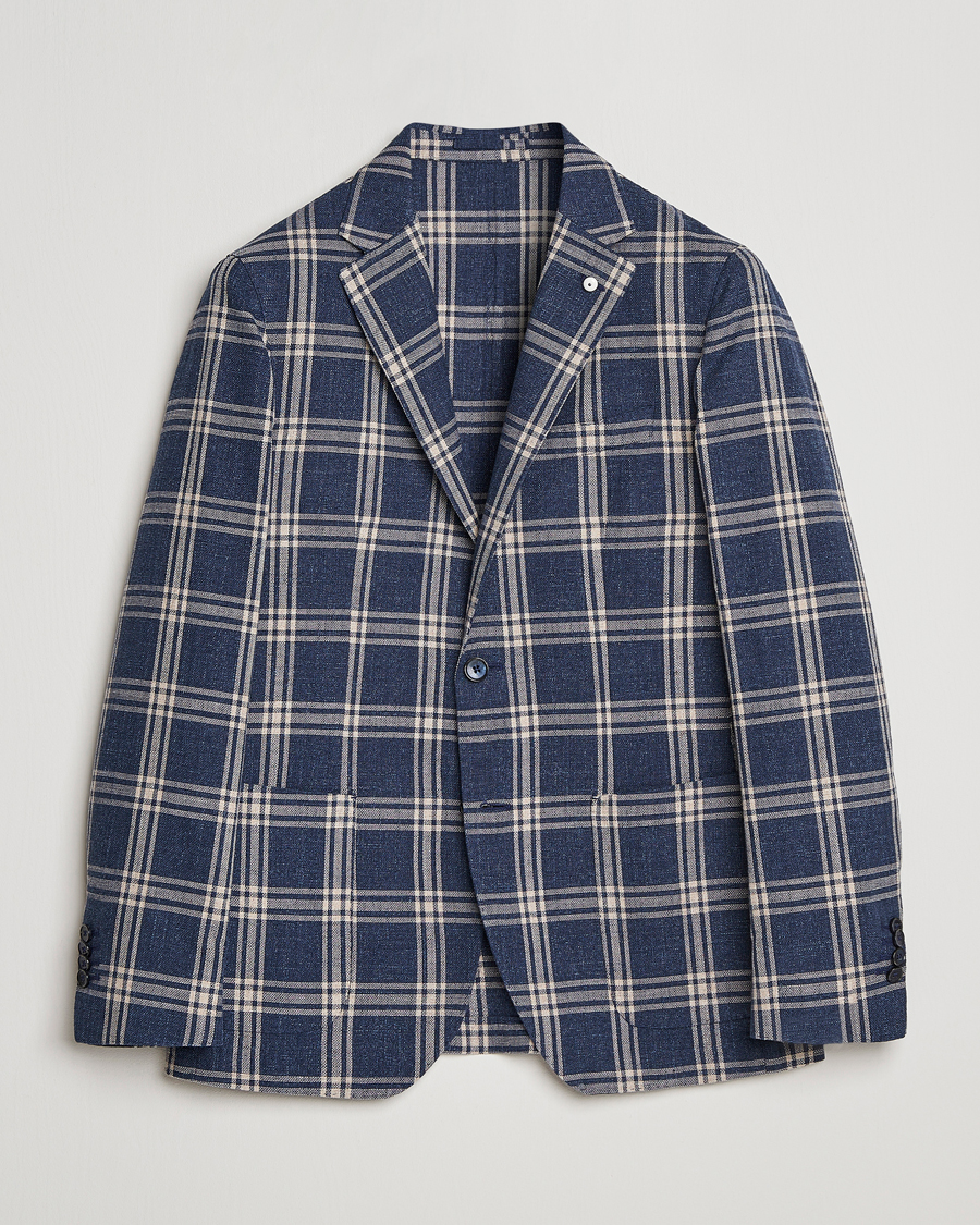 Herr | Kavajer | L.B.M. 1911 | Jack Regular Fit Checked Cotton Blazer Blue