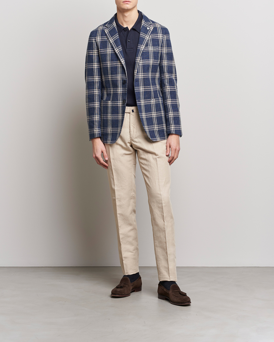 Herr | Kavajer | L.B.M. 1911 | Jack Regular Fit Checked Cotton Blazer Blue