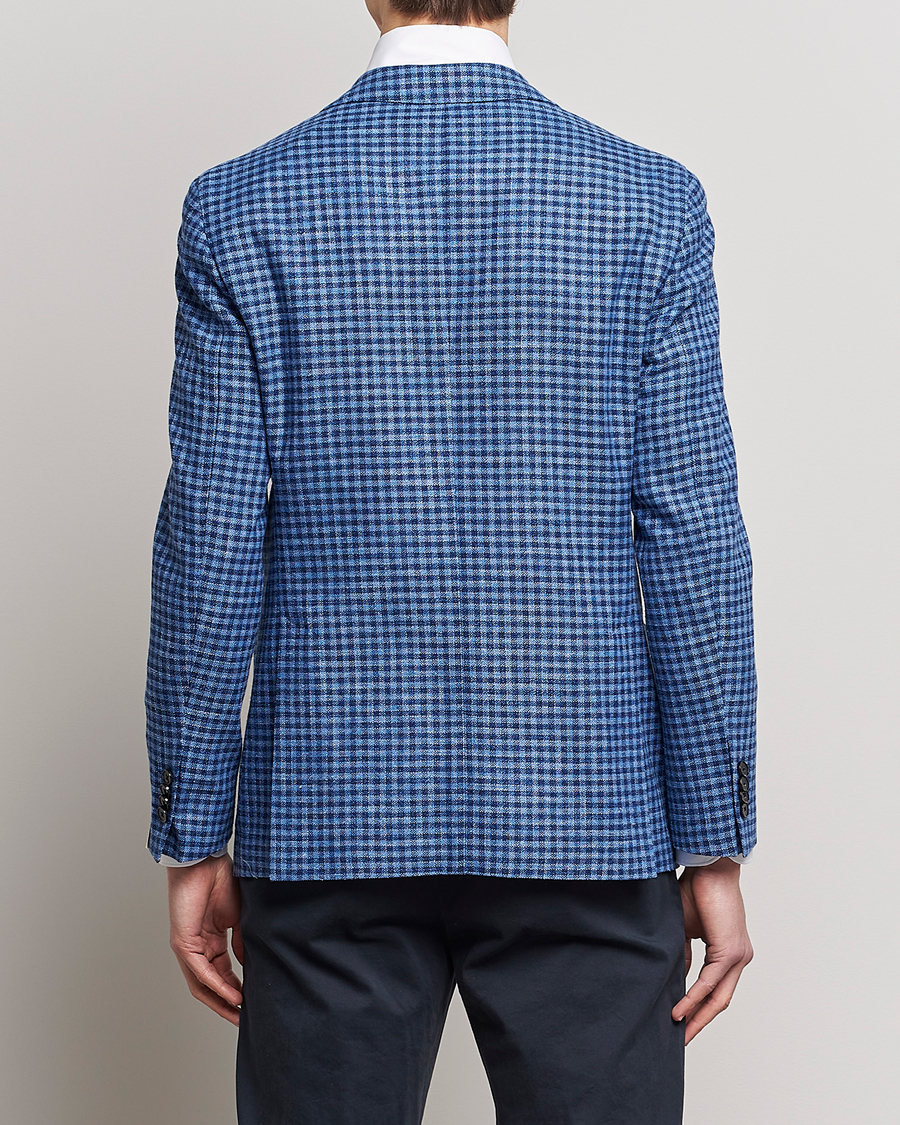 Herr | Kavajer | L.B.M. 1911 | Jack Regular Fit Checked Virgin Wool/Linen Blazer Blue