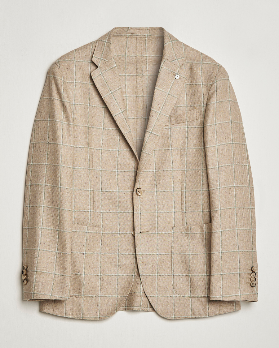 Herr | Kavajer | L.B.M. 1911 | Jack Regular Fit Windowpane Wool/Silk Blazer Olive