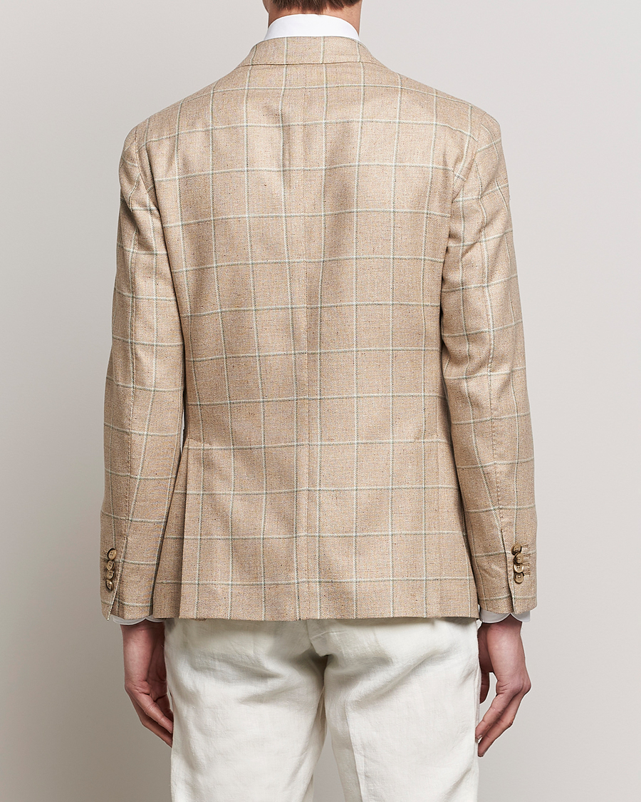 Herr | Kavajer | L.B.M. 1911 | Jack Regular Fit Windowpane Wool/Silk Blazer Olive