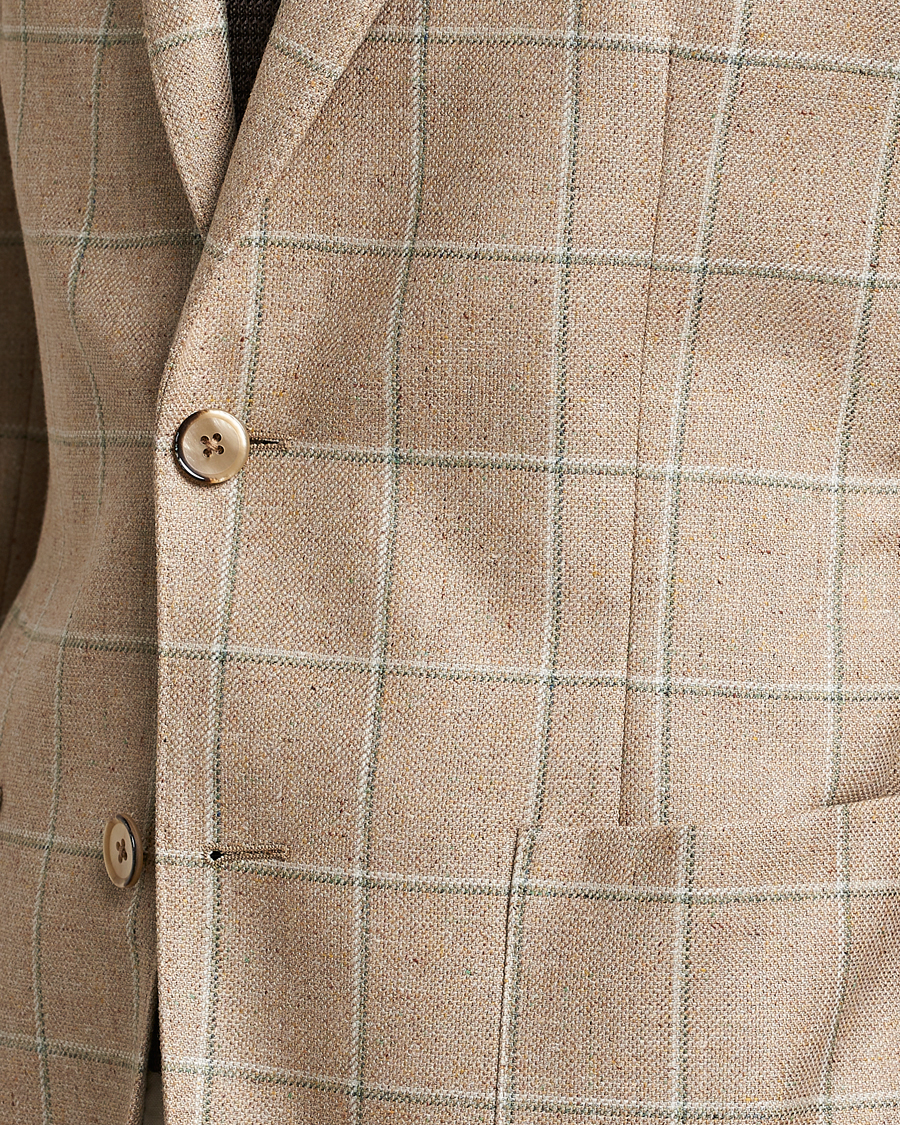 Herr | Kavajer | L.B.M. 1911 | Jack Regular Fit Windowpane Wool/Silk Blazer Olive