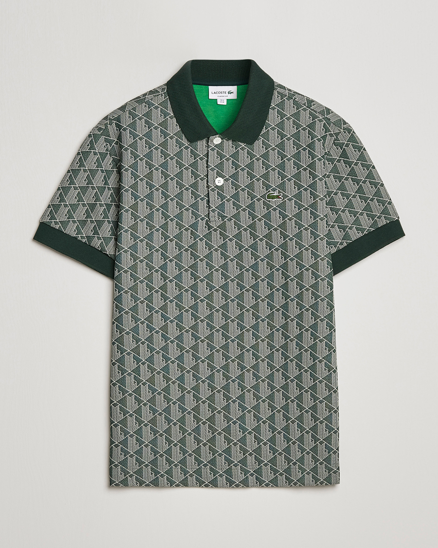 Herr | Pikéer | Lacoste | Classic Fit Monogram Polo Green/Wood Shaving