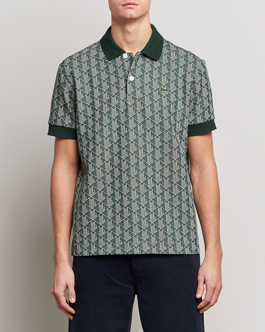 Herr | Lacoste | Lacoste | Classic Fit Monogram Polo Green/Wood Shaving