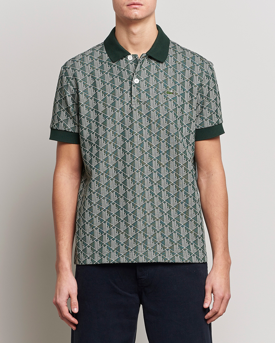 Herr | Pikéer | Lacoste | Classic Fit Monogram Polo Green/Wood Shaving