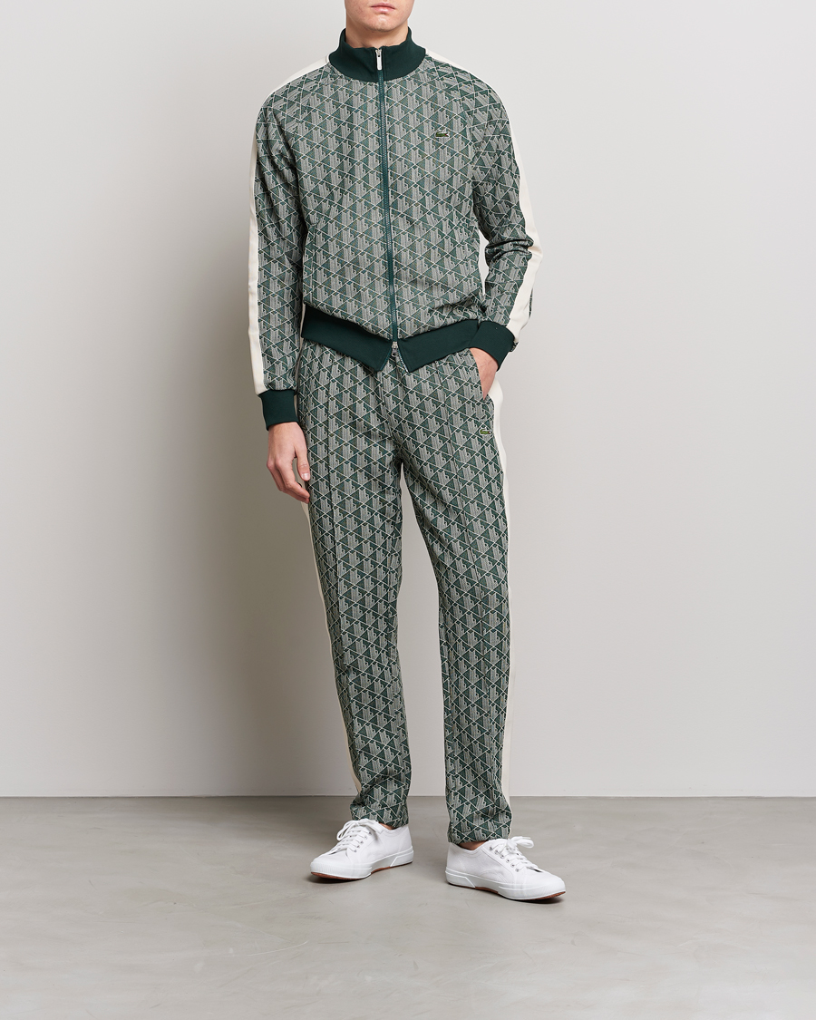 Herr | Tröjor | Lacoste | Monogram Zip Sweatshirt Green/Wood Shaving