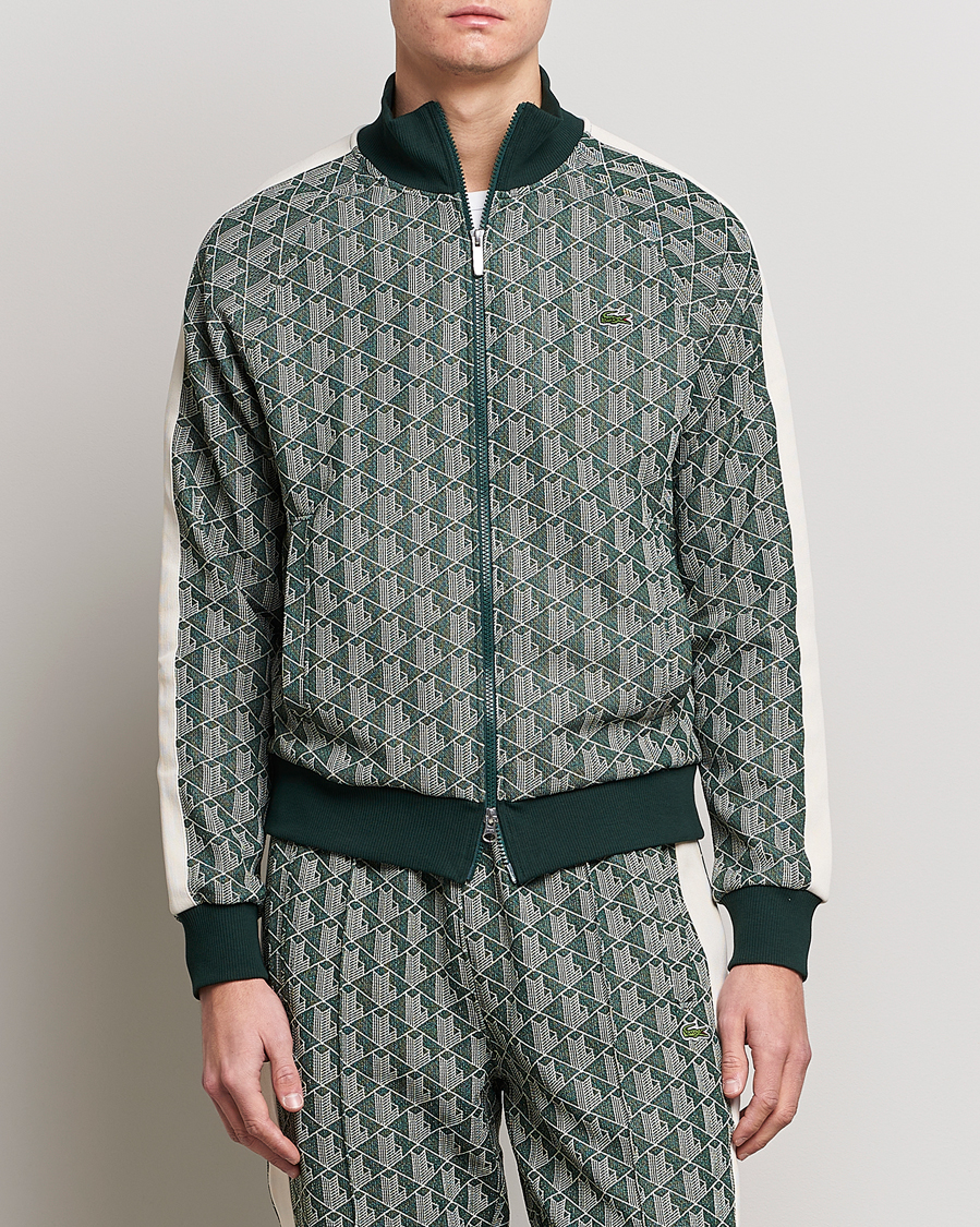 Herr | Tröjor | Lacoste | Monogram Zip Sweatshirt Green/Wood Shaving
