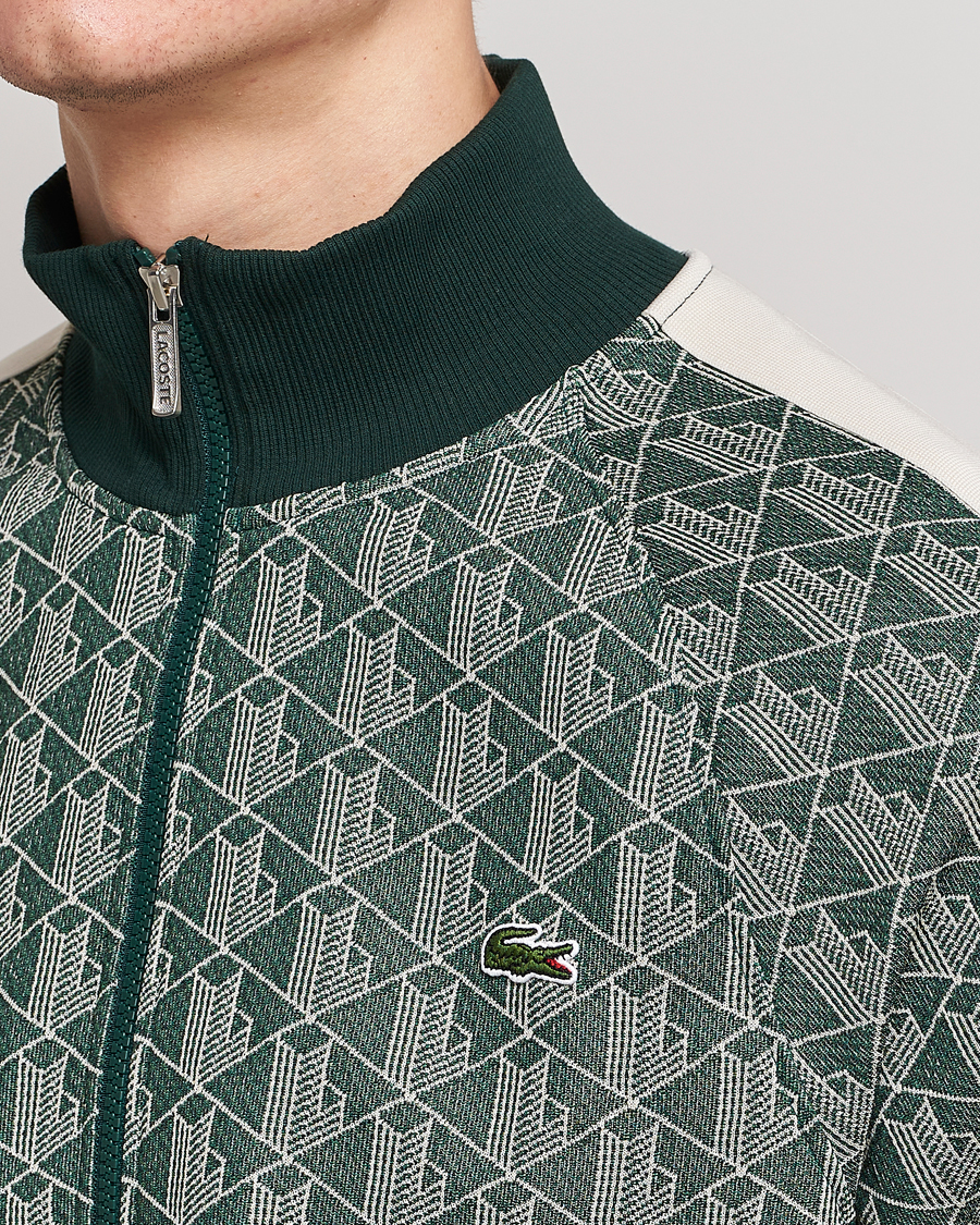 Herr | Tröjor | Lacoste | Monogram Zip Sweatshirt Green/Wood Shaving