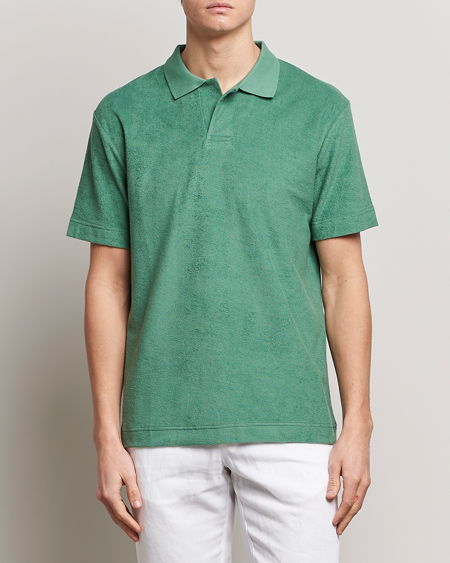 Herr | Kortärmade pikéer | Sunspel | Towelling Polo Shirt Thyme Green