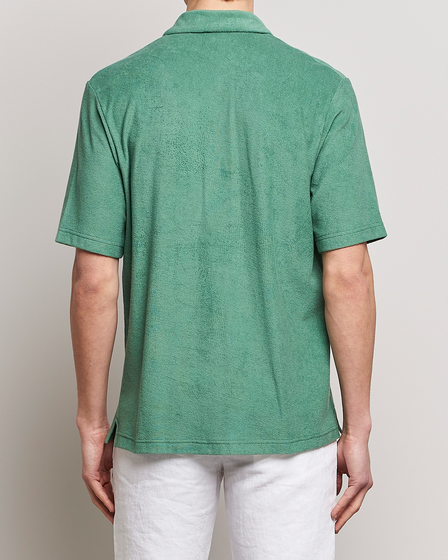 Herr | Skjortor | Sunspel | Towelling Camp Collar Shirt Thyme Green