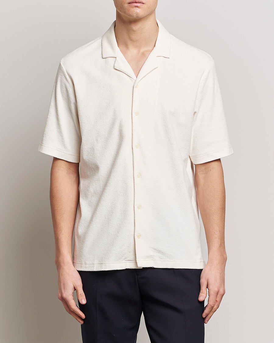 Herr | Rea kläder | Sunspel | Towelling Camp Collar Shirt Archive White