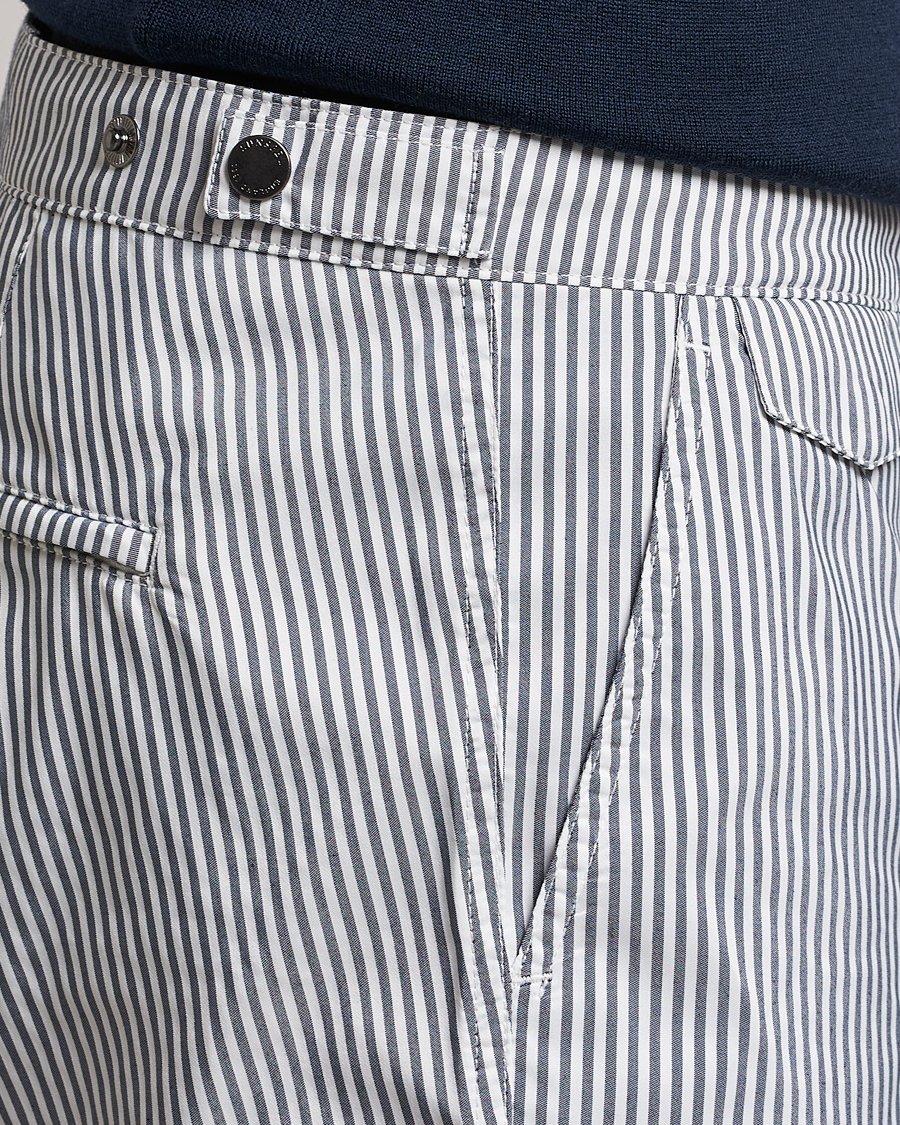 Herr | Badbyxor | Sunspel | Striped Tailored Swimshorts Navy/White