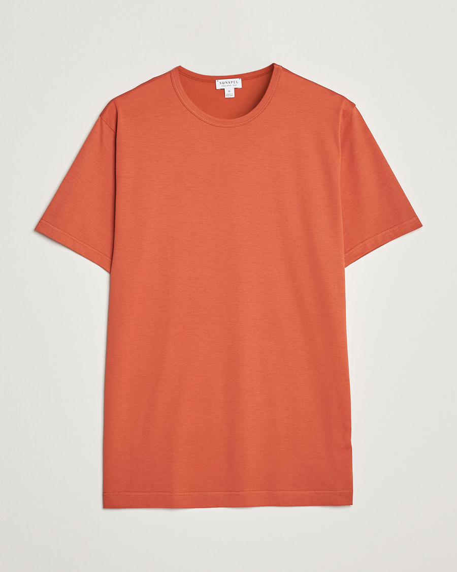 Herr | T-Shirts | Sunspel | Crew Neck Cotton Tee Burnt Sienna