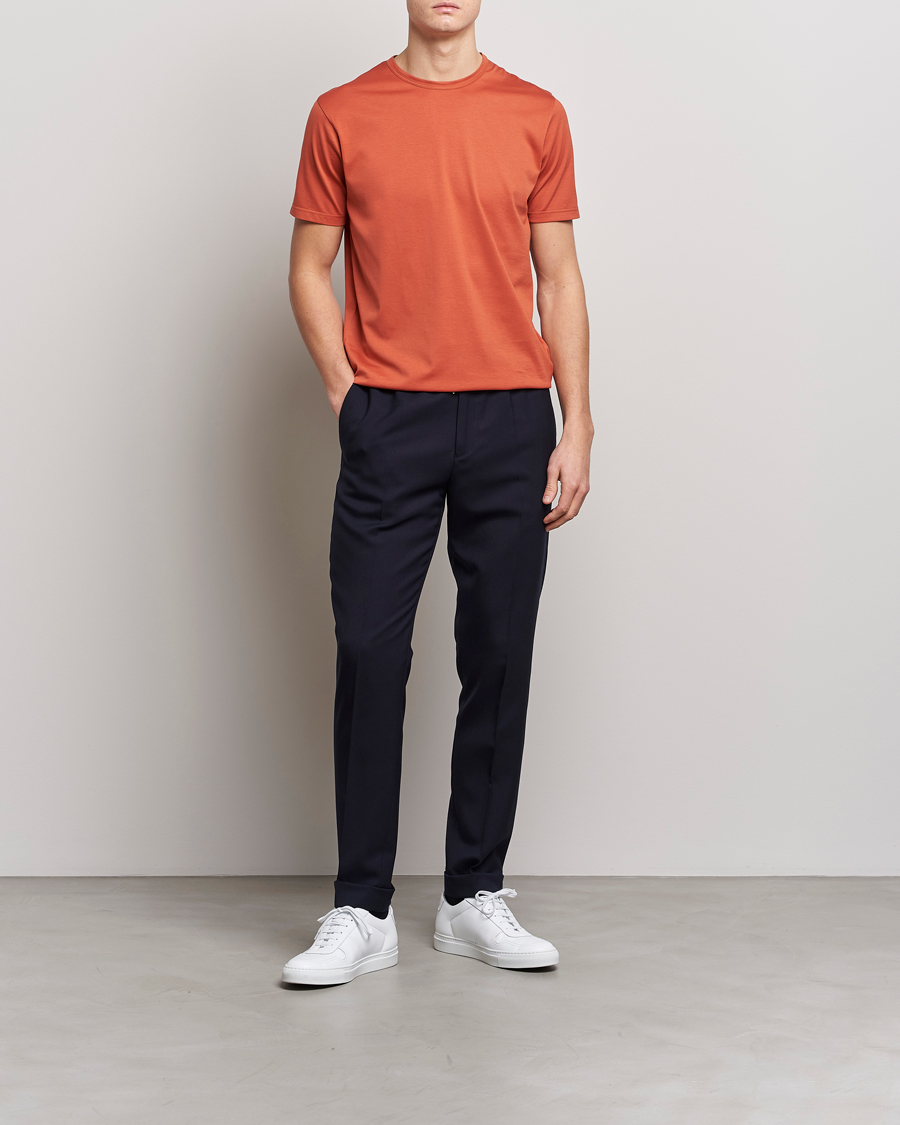Herr | T-Shirts | Sunspel | Crew Neck Cotton Tee Burnt Sienna