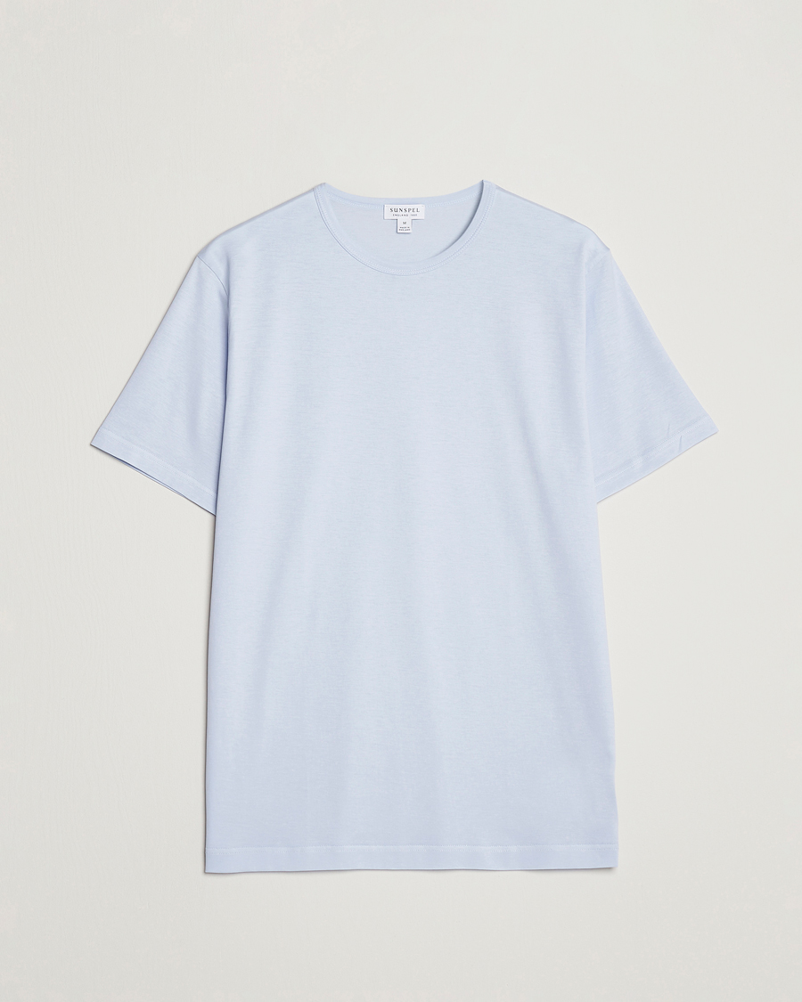 Herr | T-Shirts | Sunspel | Crew Neck Cotton Tee Pastel Blue