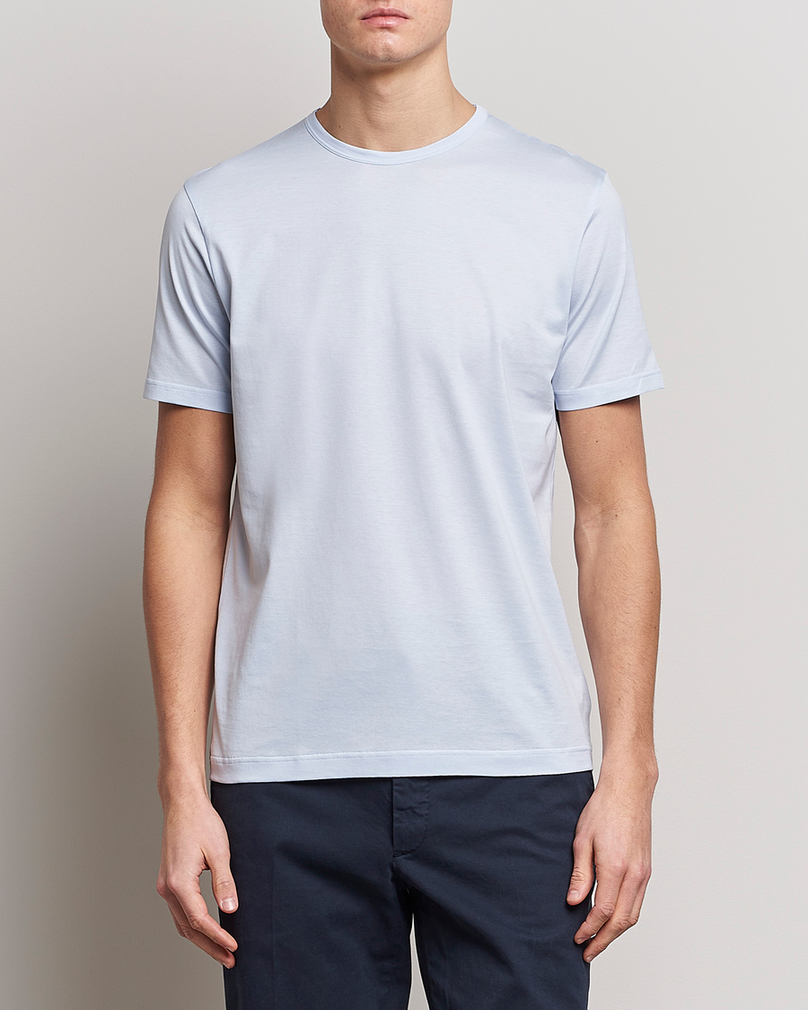 Herr | T-Shirts | Sunspel | Crew Neck Cotton Tee Pastel Blue