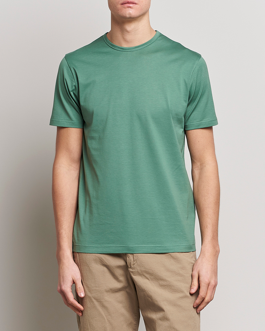 Herr | T-Shirts | Sunspel | Crew Neck Cotton Tee Thyme