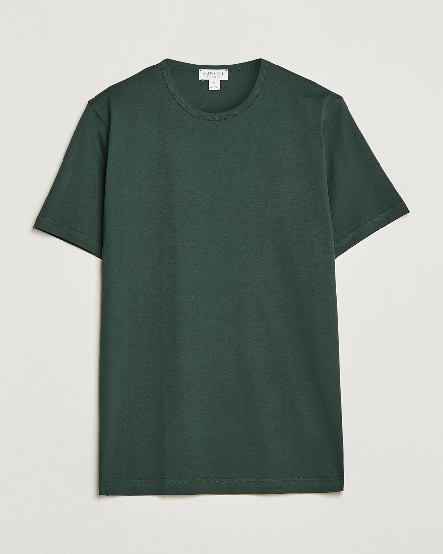 Herr | T-Shirts | Sunspel | Crew Neck Cotton Tee Seaweed