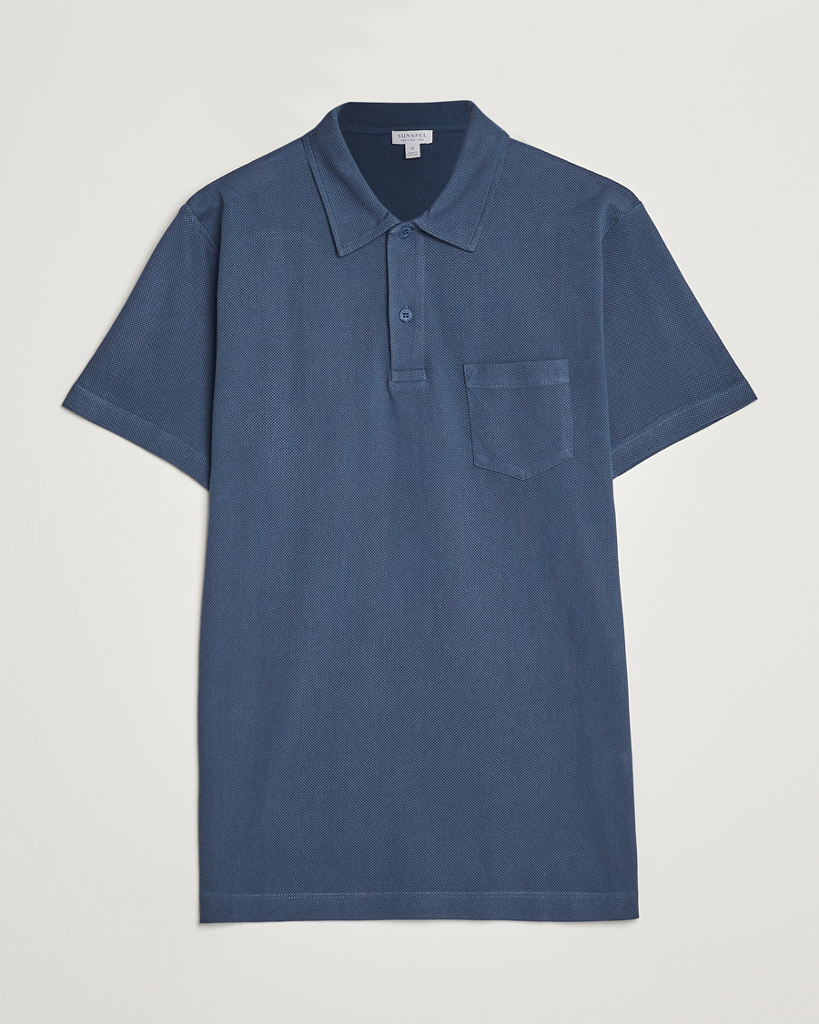 Herr | Pikéer | Sunspel | Riviera Polo Shirt Shale Blue
