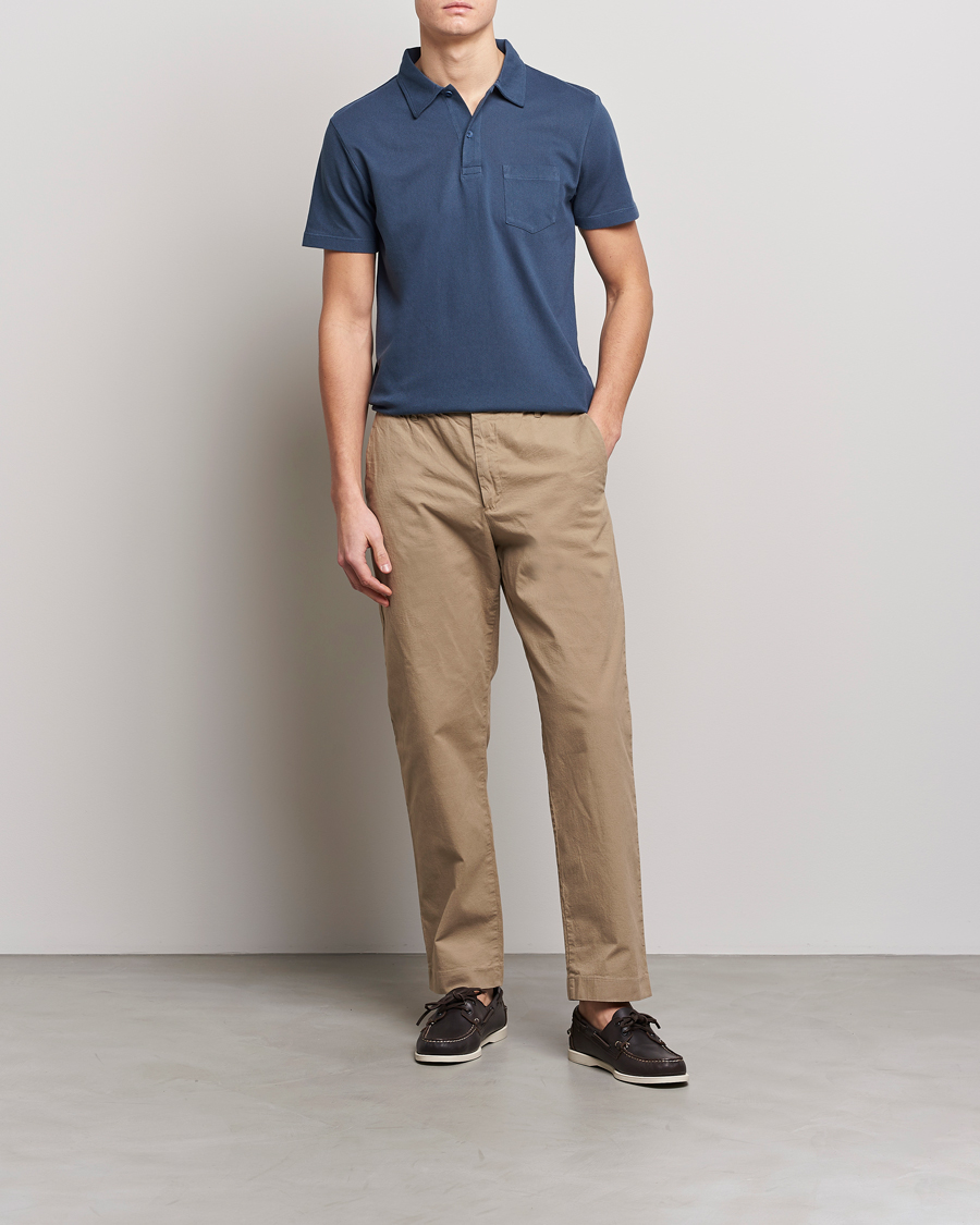 Herr | Pikéer | Sunspel | Riviera Polo Shirt Shale Blue
