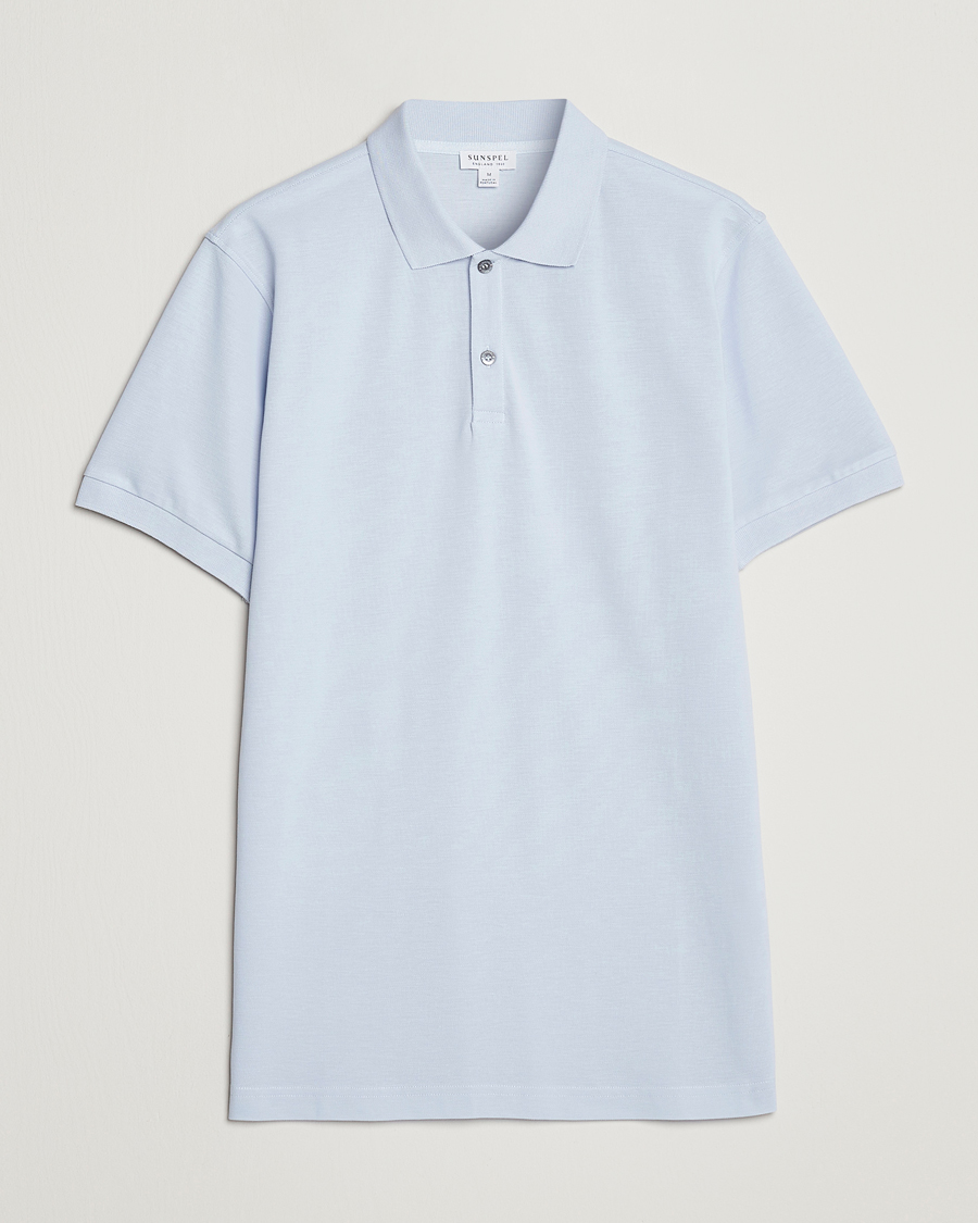 Herr | Pikéer | Sunspel | Short Sleeve Pique Polo Pastel Blue