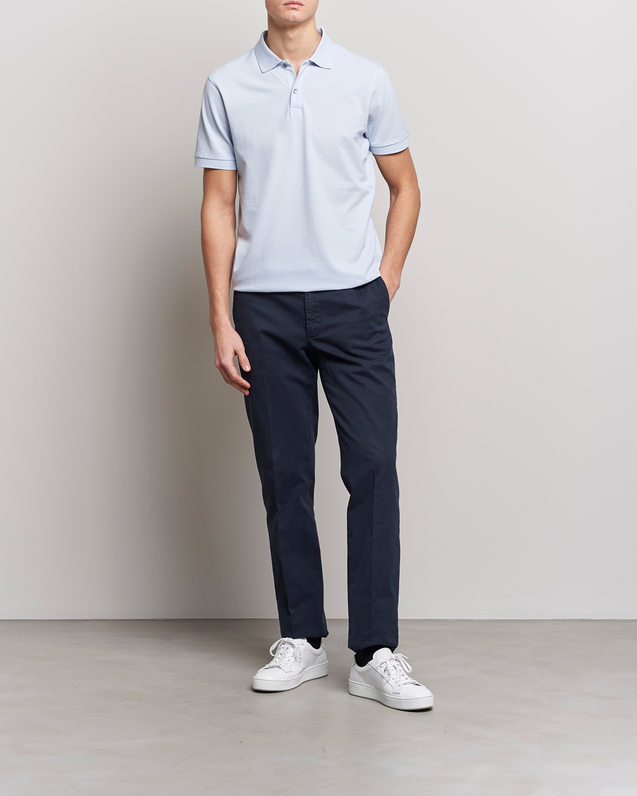 Herr | Pikéer | Sunspel | Short Sleeve Pique Polo Pastel Blue