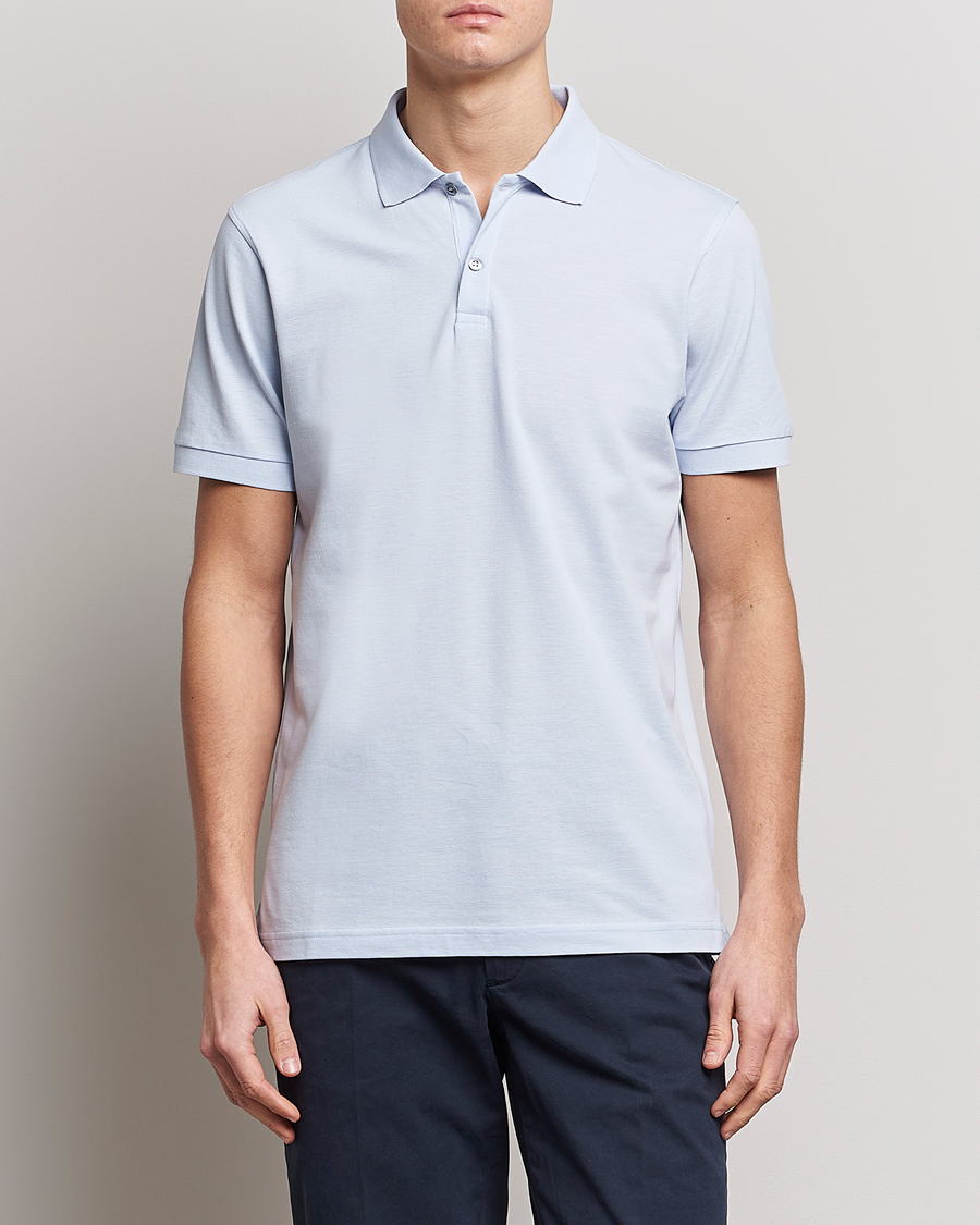 Herr |  | Sunspel | Short Sleeve Pique Polo Pastel Blue