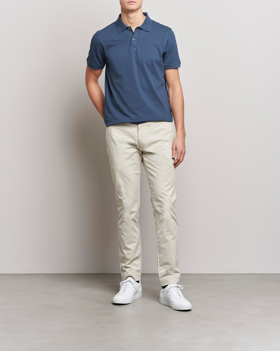 Herr | Pikéer | Sunspel | Short Sleeve Pique Polo Shale Blue