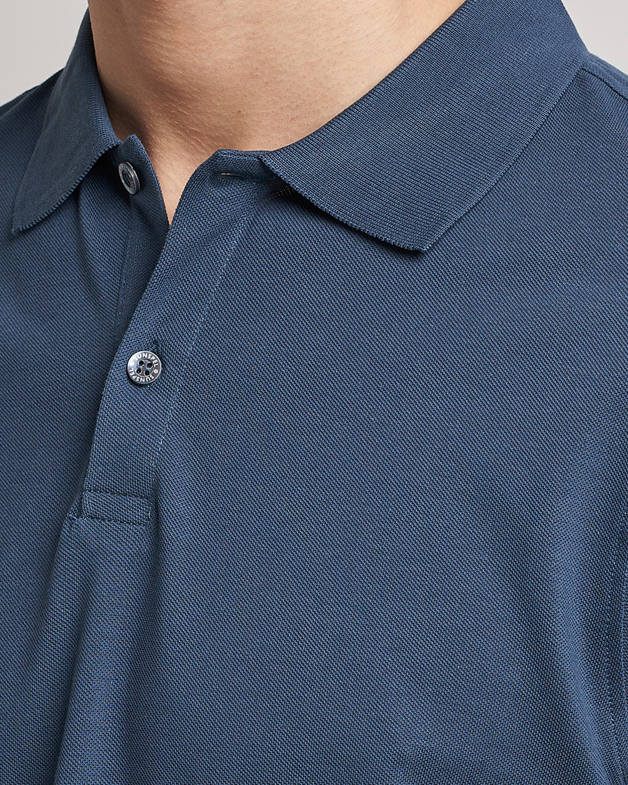 Herr | Pikéer | Sunspel | Short Sleeve Pique Polo Shale Blue