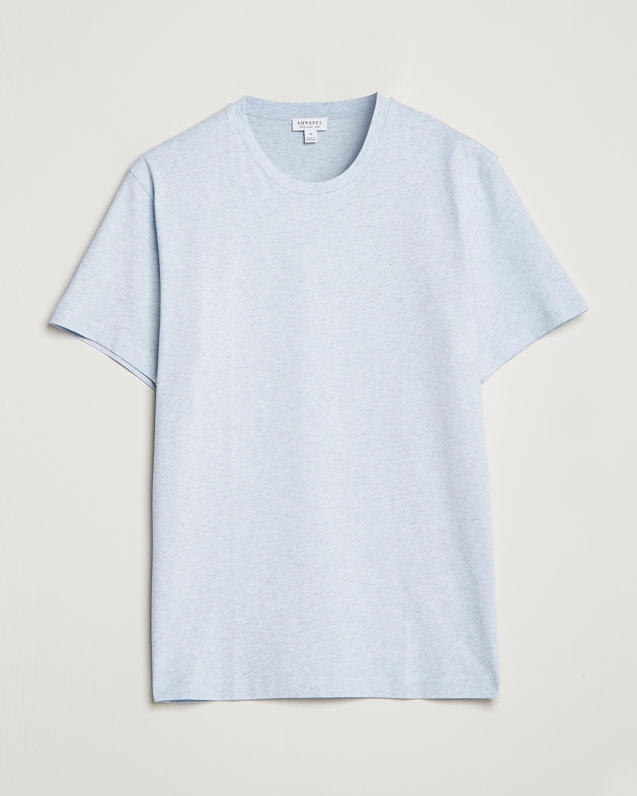 Herr | T-Shirts | Sunspel | Riviera Organic Tee Pastel Blue Melange
