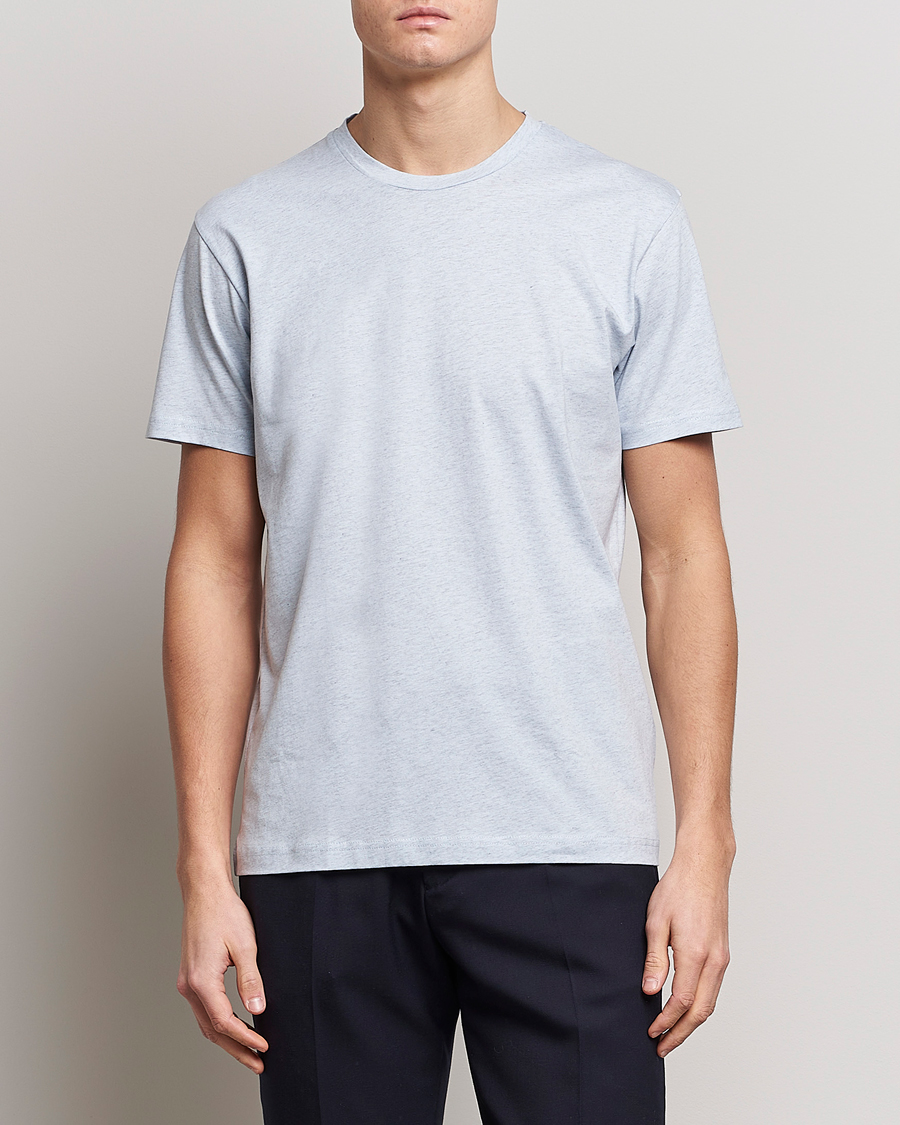 Herr | T-Shirts | Sunspel | Riviera Organic Tee Pastel Blue Melange