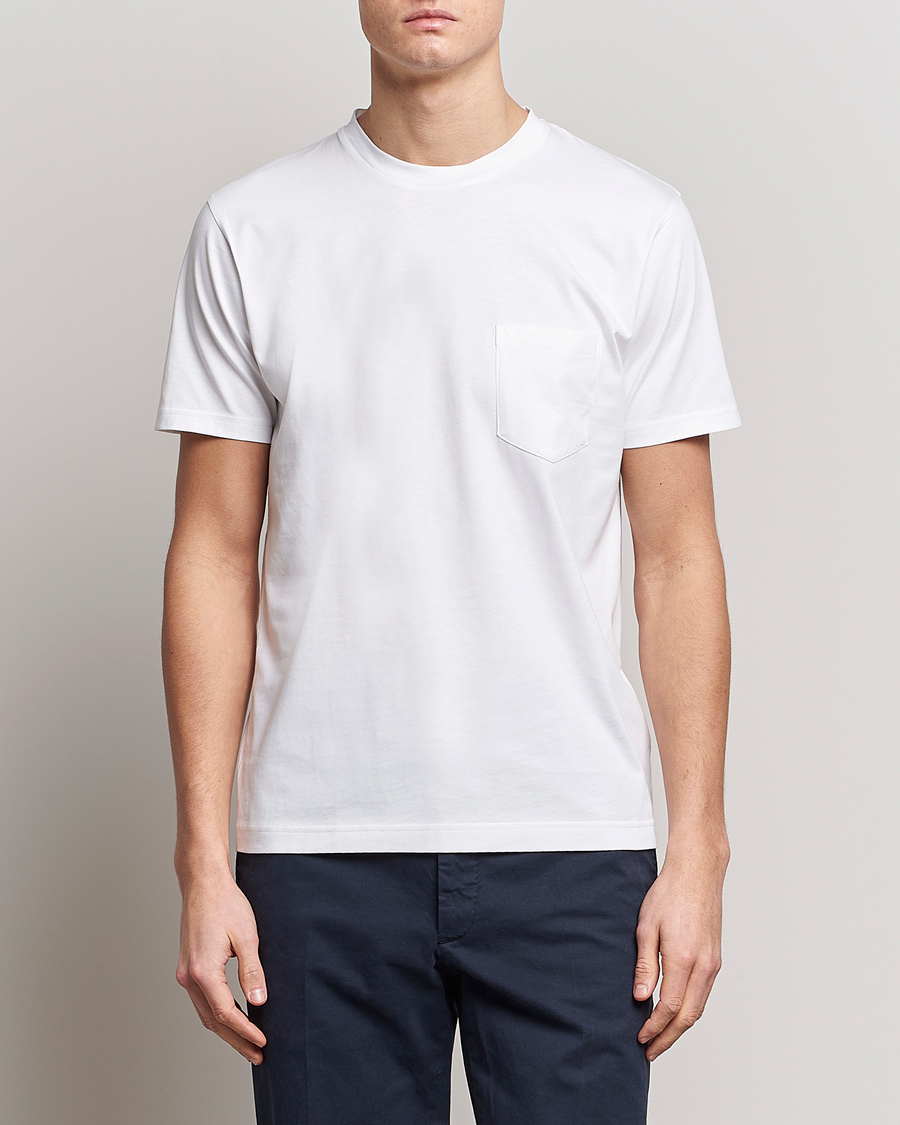 Herr |  | Sunspel | Riviera Pocket Crew Neck T-Shirt White