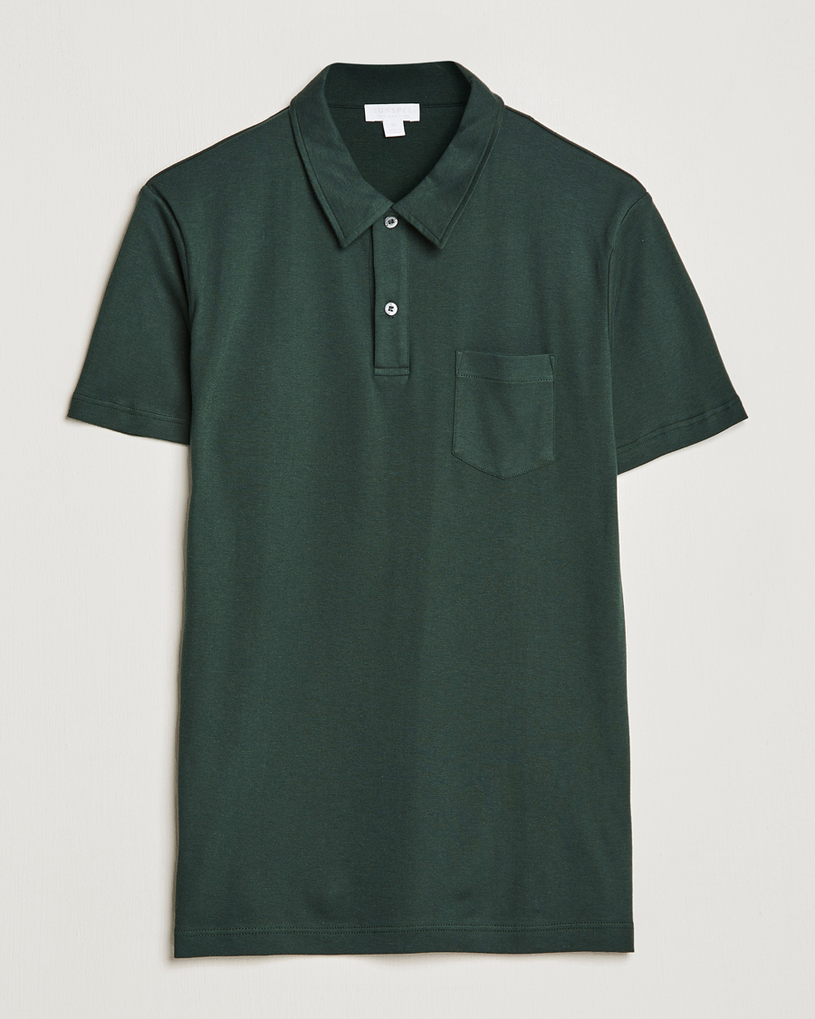 Herr | Pikéer | Sunspel | Sea Island Jersey Riviera Polo Seaweed