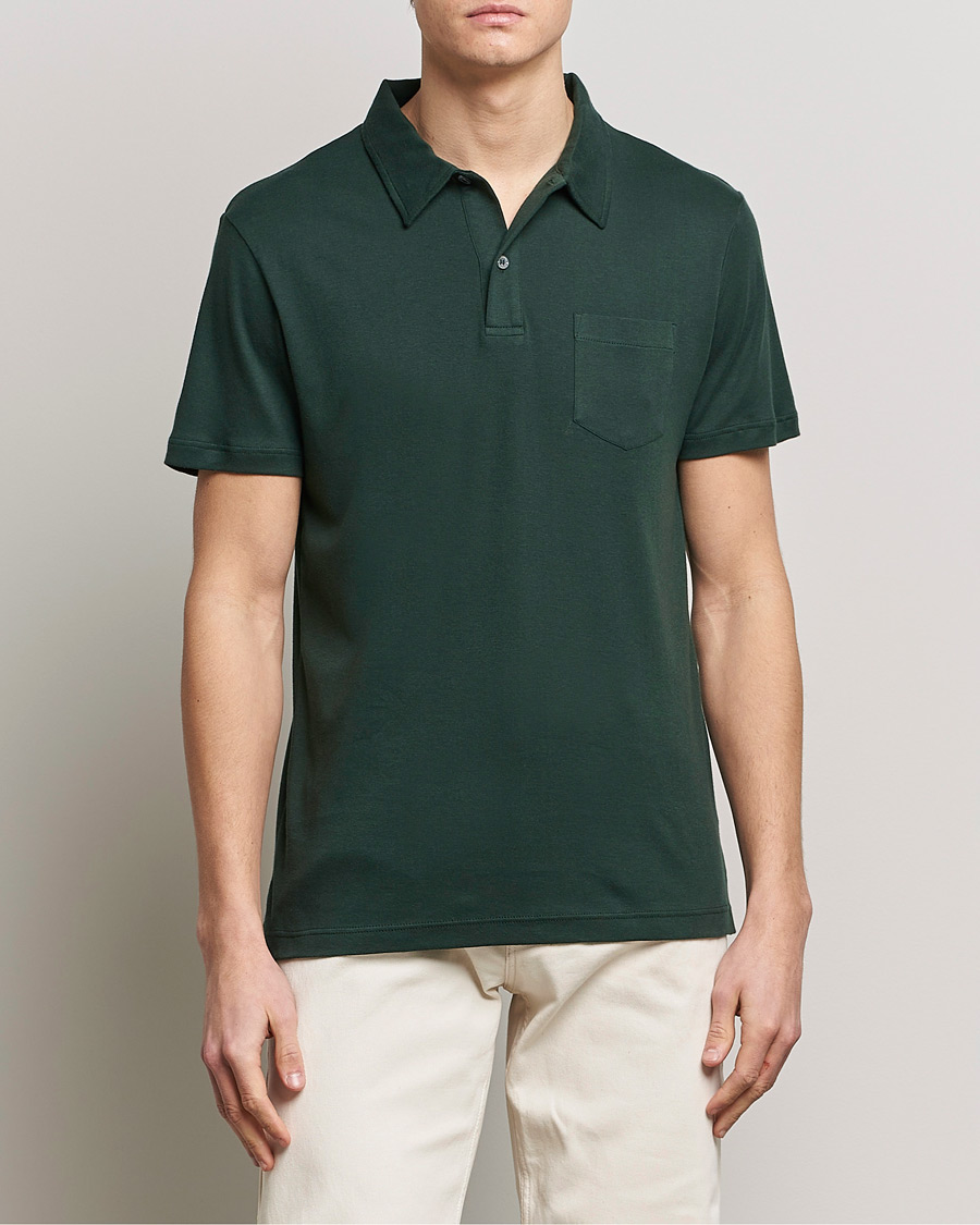 Herr | Pikéer | Sunspel | Sea Island Jersey Riviera Polo Seaweed