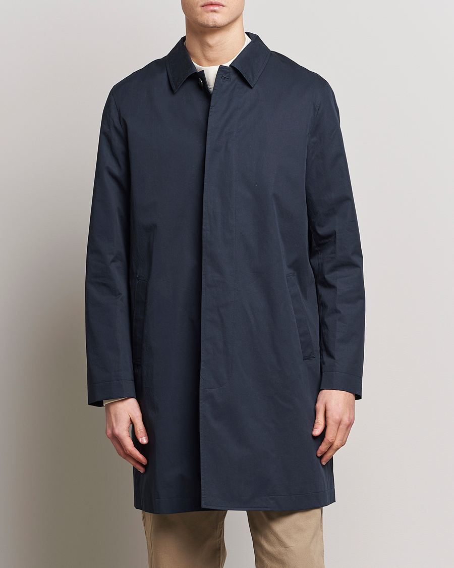 Herr | Dressade jackor | Sunspel | Technical Cotton Mac Coat Navy