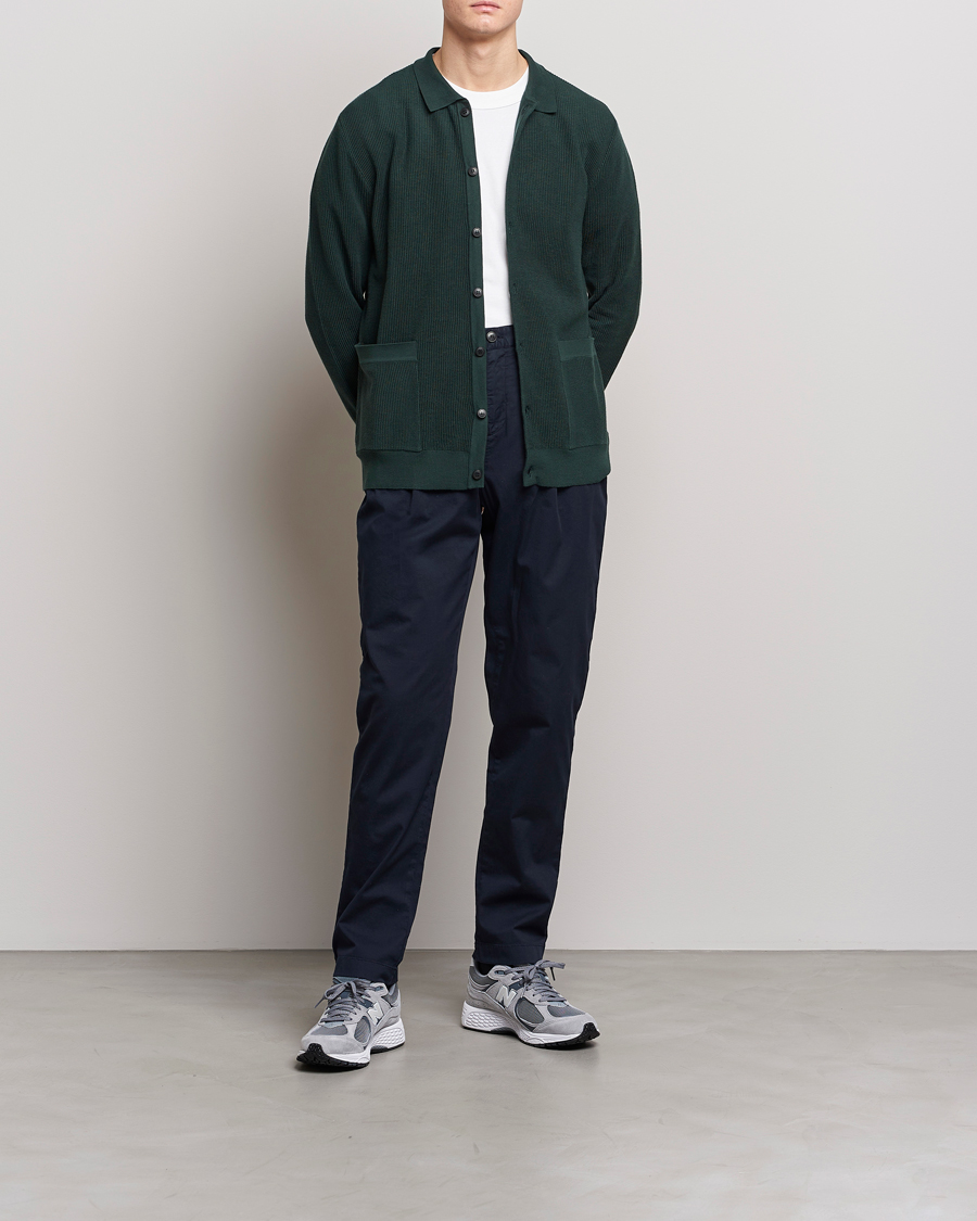 Herr | Tröjor | Sunspel | Knitted Cotton Jacket Seaweed