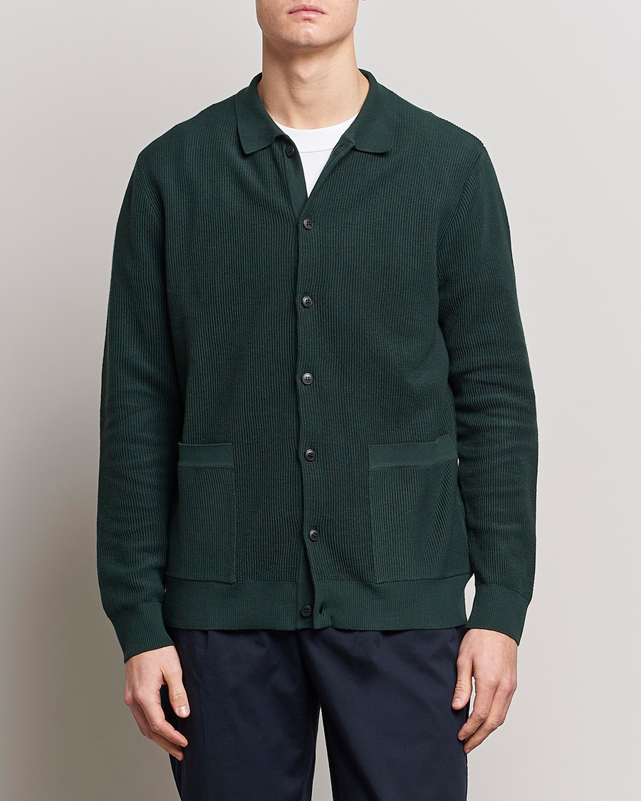 Herr | Tröjor | Sunspel | Knitted Cotton Jacket Seaweed